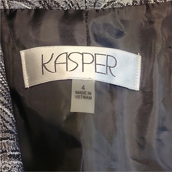 Kasper Black Silver Metallic Swirl V-neck Lined Sheath Dress - Picture 6 of 11